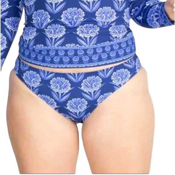 NEW Johnny Was Yao Hipster Blue Bikini Bottom 2X Floral